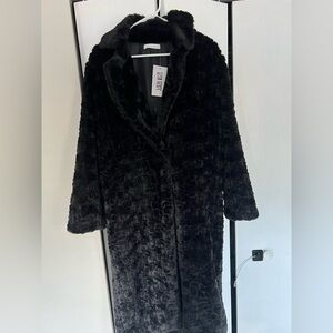 12th tribe long black faux fur coat! Never worn new with tags! Size small!